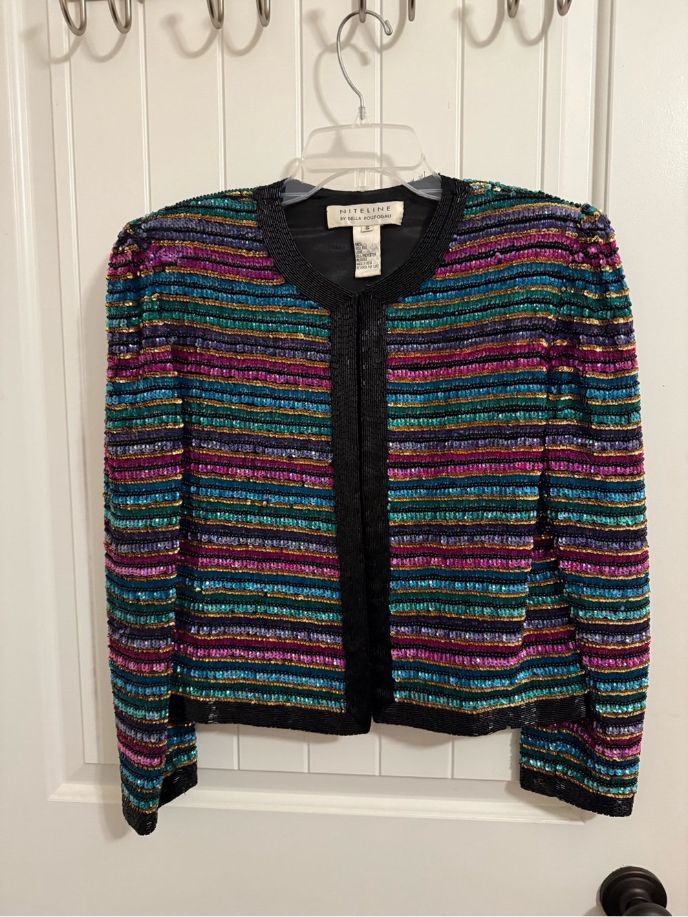 Niteline Multicolor Striped Sequin Blazer Small